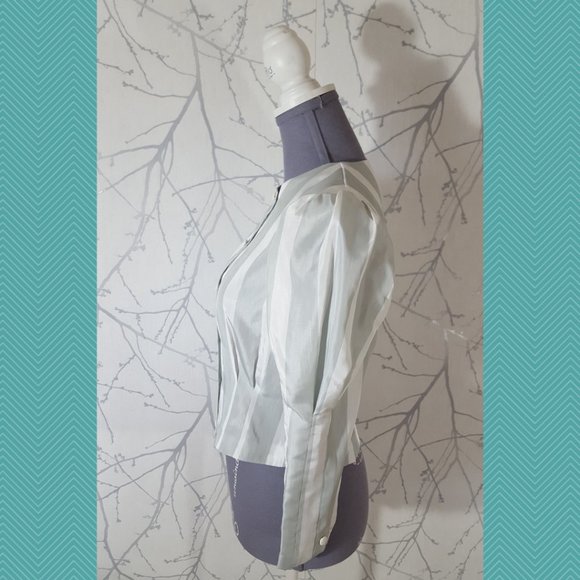 Bello Moda Italiana VTG Gray Striped Button Front Blouse w/ Dolman Sleeves - Picture 2 of 4